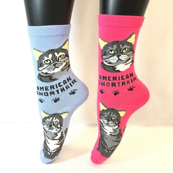2 PAIRS Foozys Women's Socks AMERICAN SHORTHAIR - Picture 1 of 4